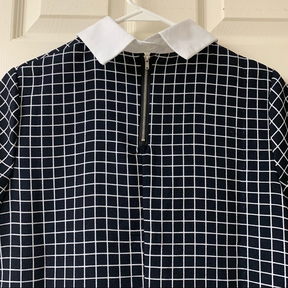 Unbranded, US M, Black and White Collared Window Pane Plaid Short Sleeved Dress - Picture 4 of 7